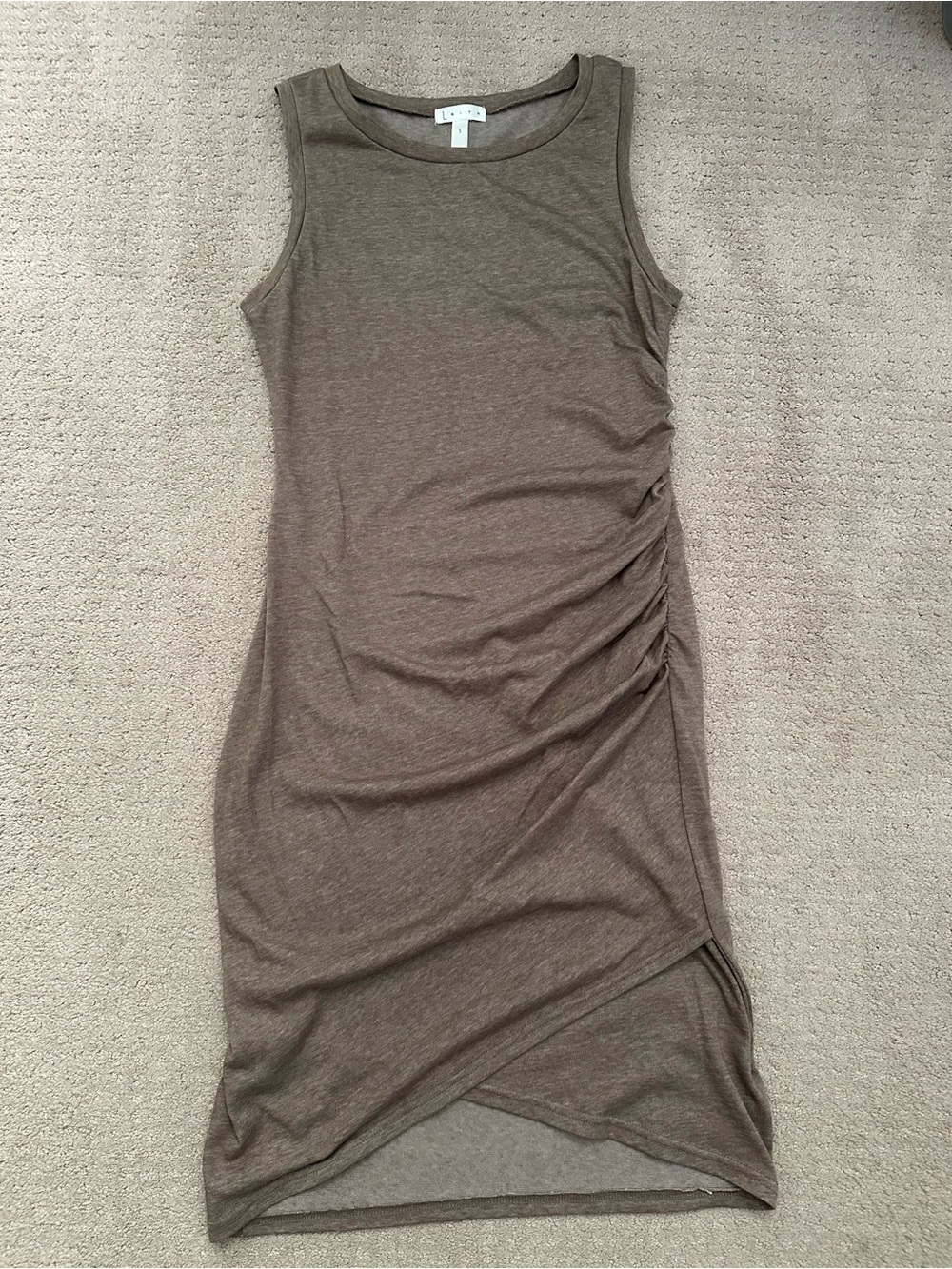 Leith Brown Sleeveless Ruched Tank Dress